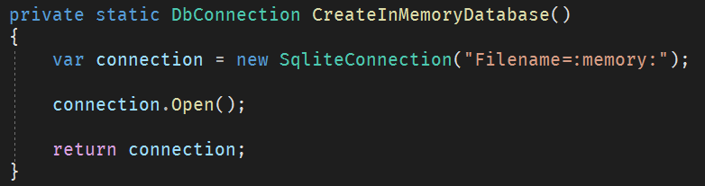 Create in-memory connection
